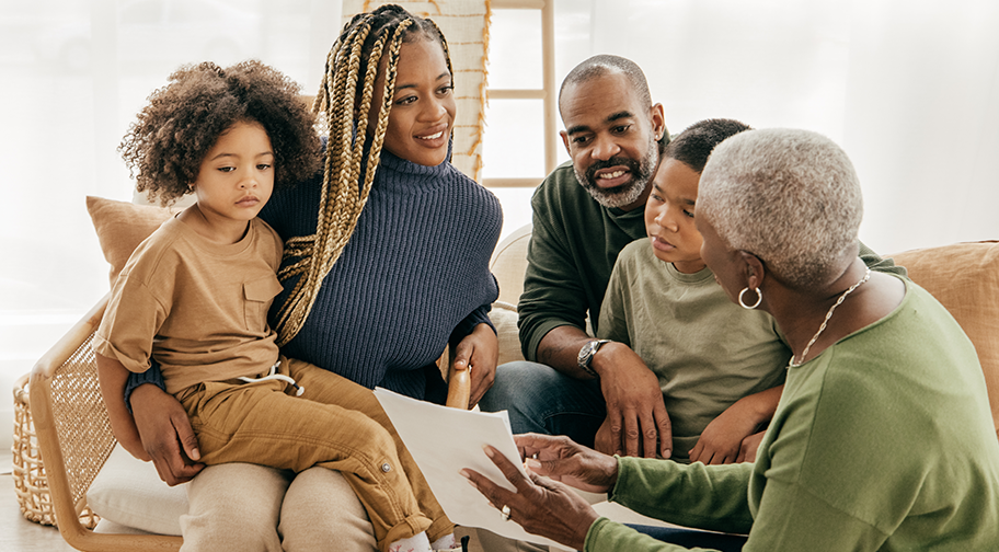 Three generations gathered together to discuss the family estate plan.